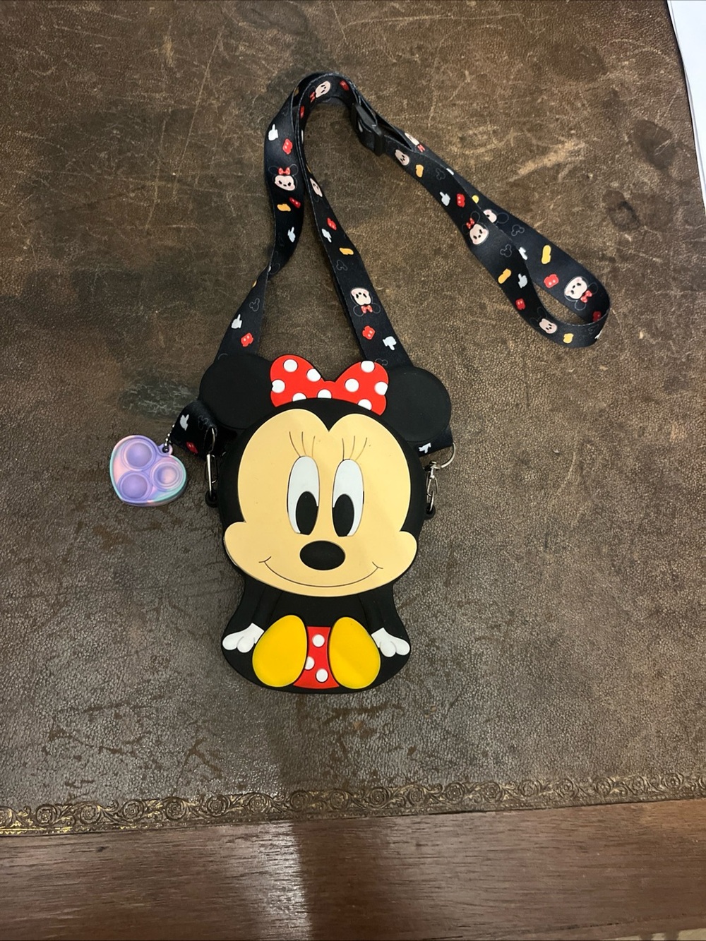 Tsum Tsum Minnie Mouse mini coin silicone purse and double lanyard strap Disney